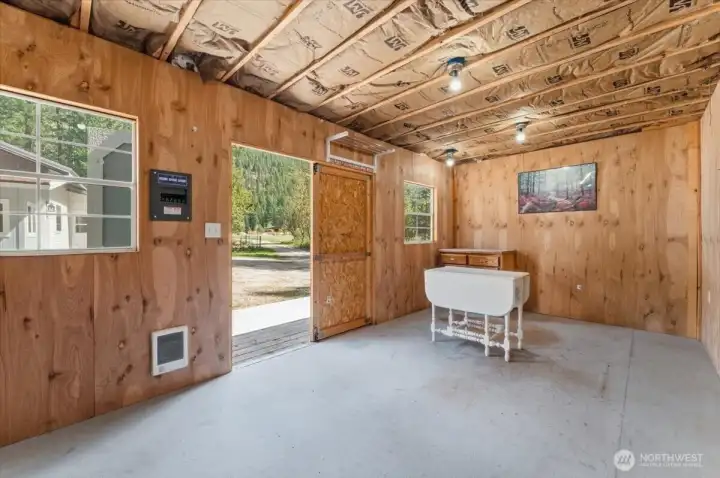 Inside of heated shed.