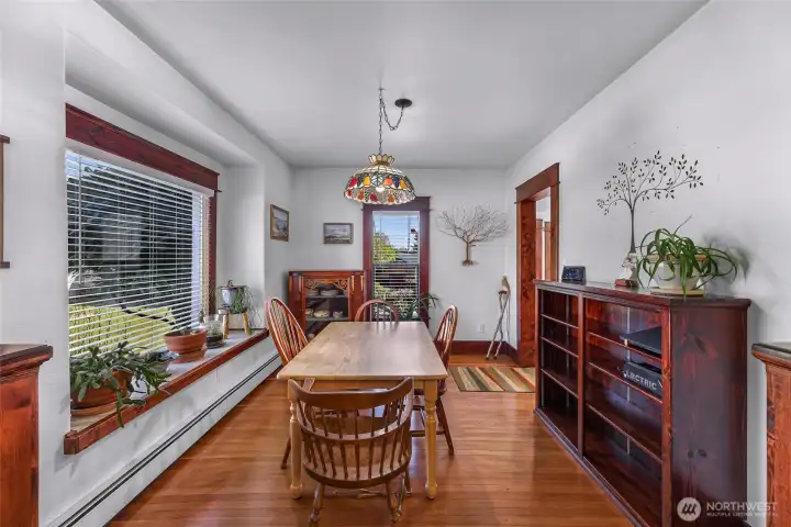 1920's fir floors grace the separate dining room