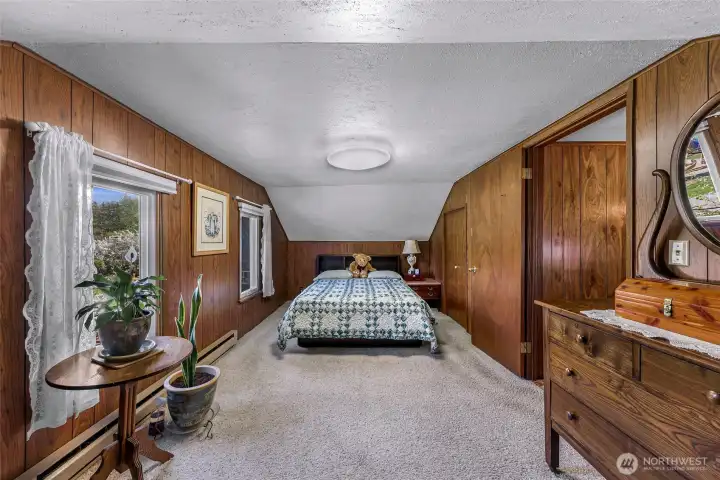 The first upstairs bedroom has a nice view up there