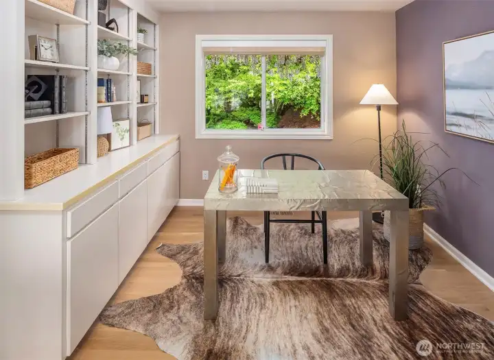 A perfect main floor office space with built-ins. A perfect main floor office space with built-ins.