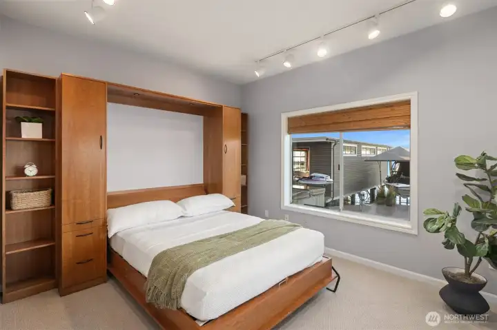 One of two bedrooms located on the lower level.