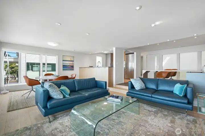 Looking back toward the kitchen you can see this open living area is ideal for entertaining.