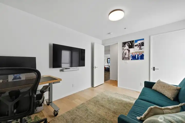 The third bedroom currently serves as an office and can easily accommodate a queen bed.