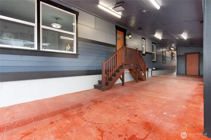 Stamped concrete & back entry