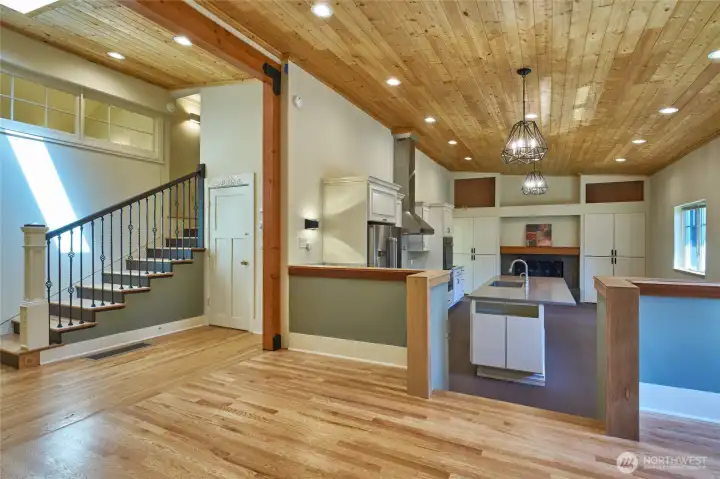 Large open dining room overlooking kitchen Large open dining room overlooking kitchen