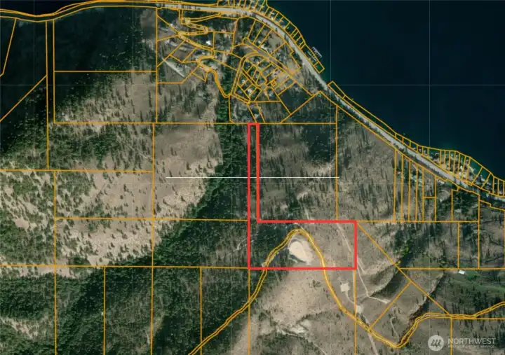 Approximate lot boundaries of both parcels totaling over 23 acres