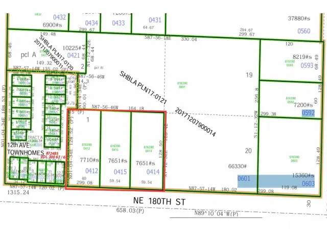 Parcel View Map with Lot Dimensions - NE 180th St Project