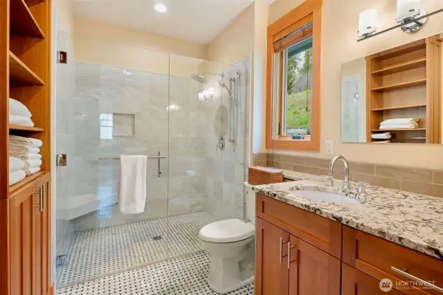 ADU Primary Bath Marble Tile, Heated Floors