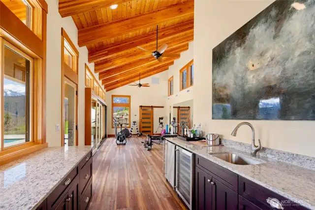 Vaulted Ceilings with Douglas Fir Glulam Beams, Pine Tongue and Groove