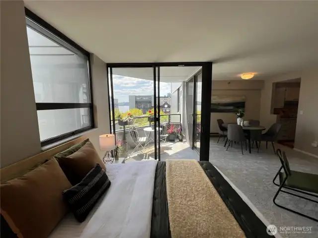 The bed has a great view.