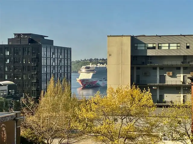 Speaking of cruise ships one is just docking nearby.