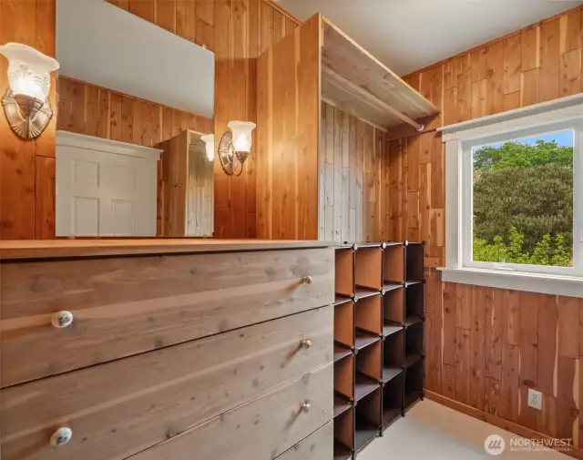 Two cedar-lined walk0in closets
