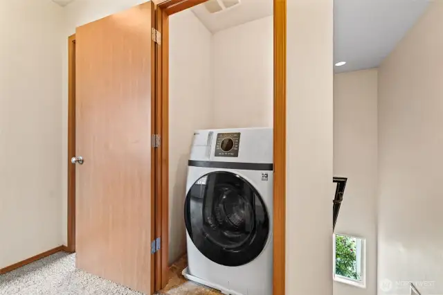 No more hauling laundry up and down — this combo washer/dryer is perfectly placed upstairs.