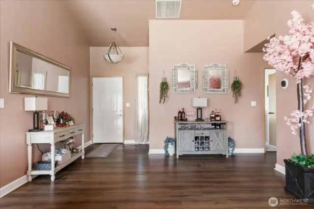 A coat closet to the left of the front door offers plenty of room for those winter coats.