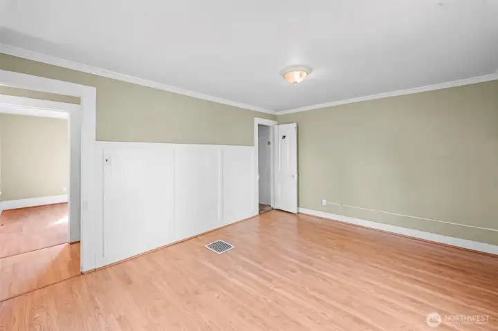 3rd bedroom to the left at the top of the stairs.