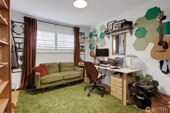 Bedroom #2 functions as a home office but can be used as a bedroom or flex space
