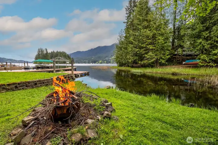 Campfires by the lake.