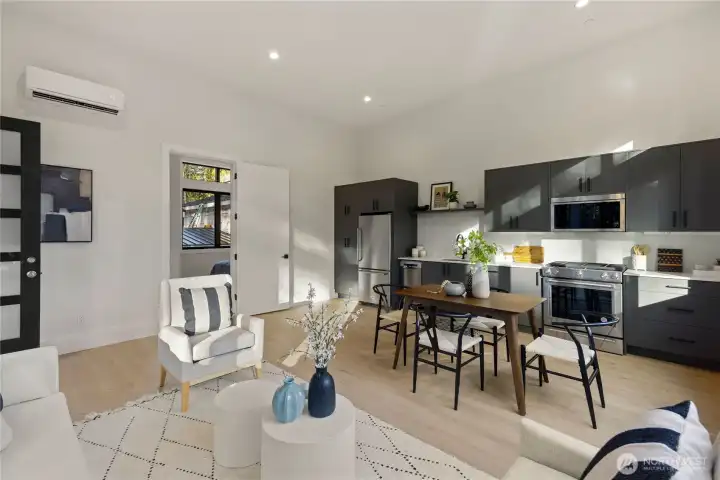 Guest apartment perfect for guests or a home office/business and 2nd kitchen, laundry hook ups, 3/4 bath with separate entrance.