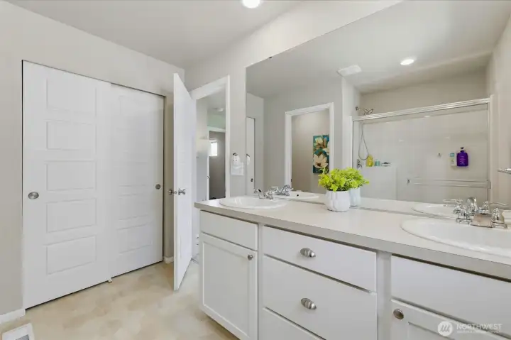 Primary bath has great storage!