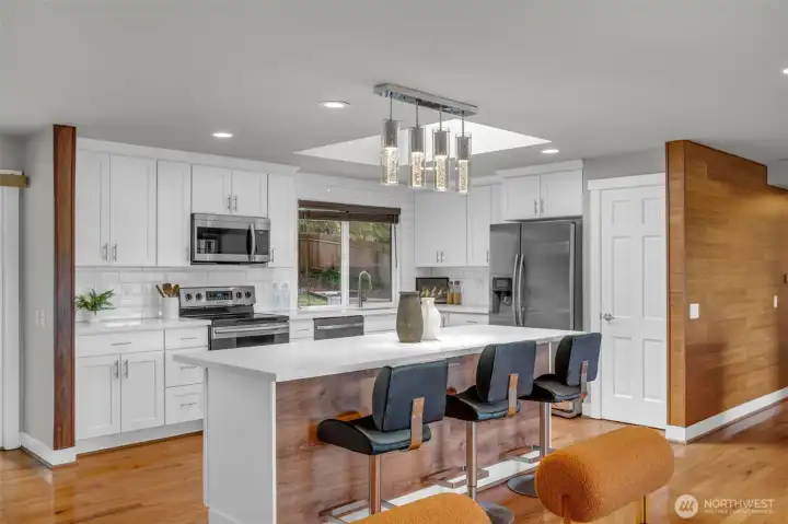 Modern chef's delight kitchen with elegant quartz countertops