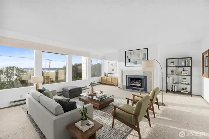 Virtually staged living room