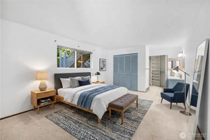 Vitually staged primary bedroom