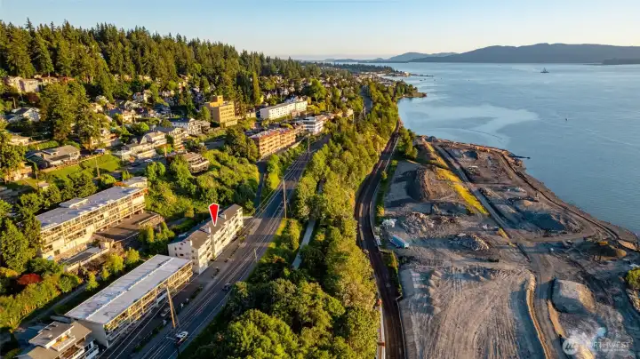 view south towards Faihaven & Cornwall beach park project