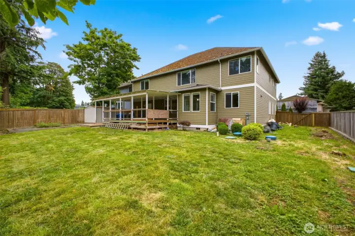 spacious fenced back yard