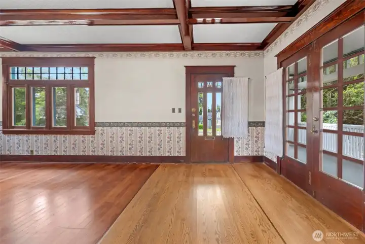 Looking back at front door with front porch french doors in photo Looking back at front door with front porch french doors in photo