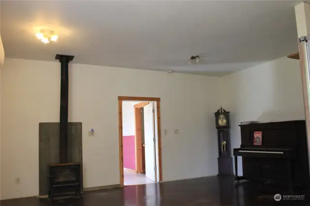 large dining room w/wood stove