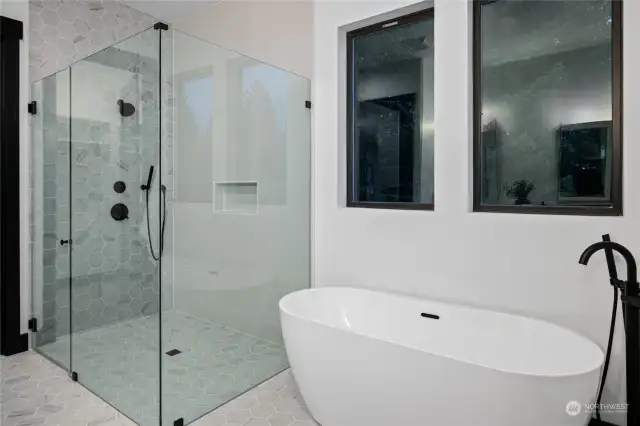 Walk-in shower and stand alone tub