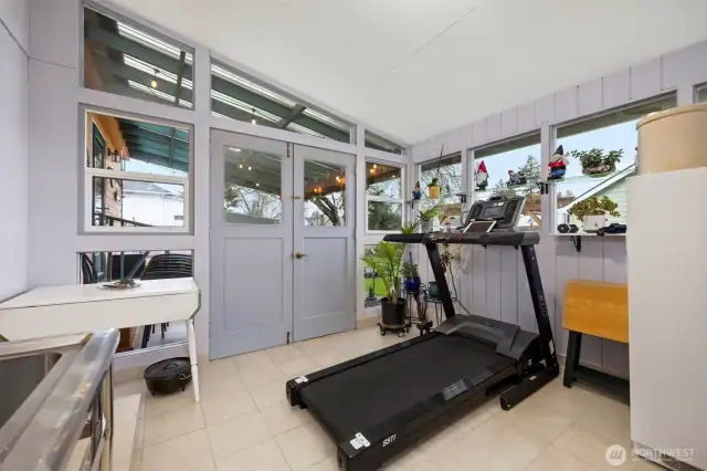 Great exercise space overlooking the backyard