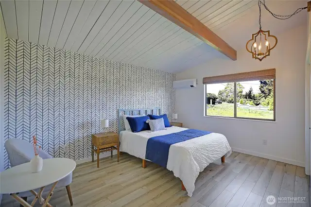 Another GENEROUS in size...bedroom w/new flooring, lighting, decorator details, NEW AC/heat splits and plenty of closet space too.  FULLY furnished with everything you need to love living in this wonderful VIEW home on Camano Island