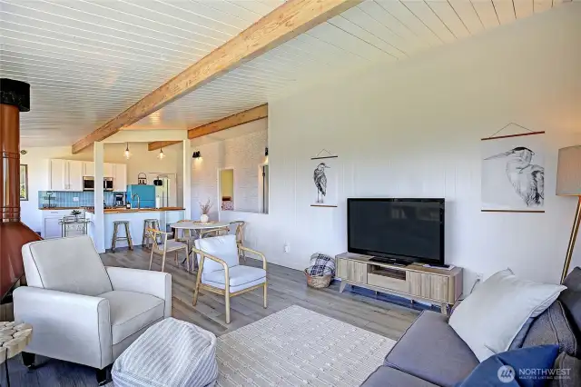 NEW floors, paint, ceiling accents + beams. This home is fully furnished and ready to move in and LOVE!