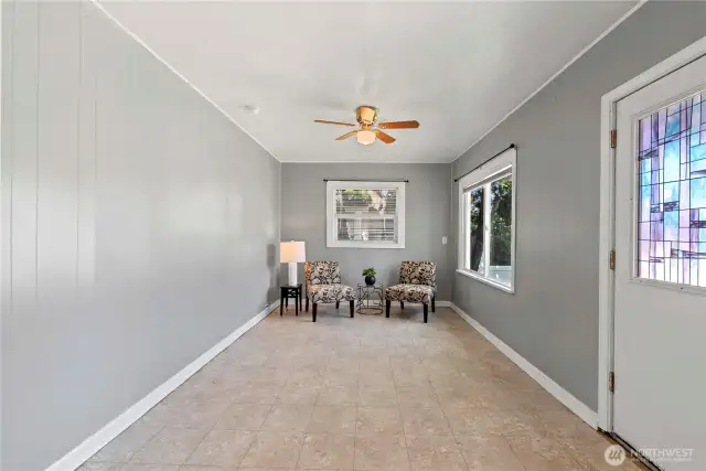 There is plenty of room for a big couch along one wall, and a large TV on the other