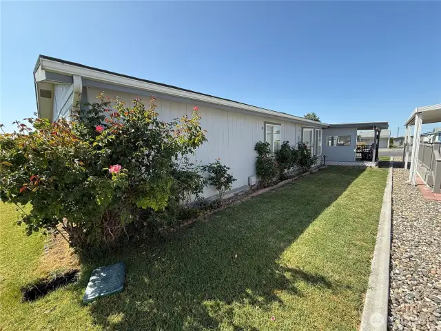 Look at those beautiful roses along the home.