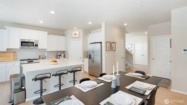 Back inside. Wow! It's such a gorgeous home. The double doors past the stairwell lead to the main-floor office.