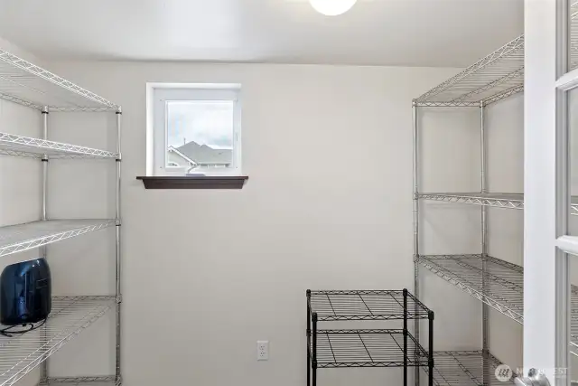 Additional storage area near kitchen or office space