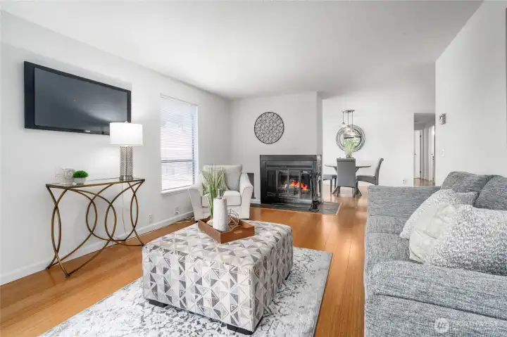 Living room open to dining