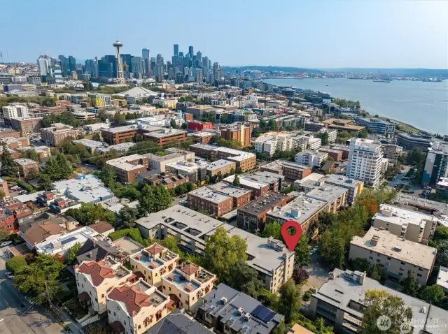 Aerial of Kinnear Condos