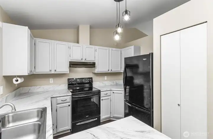 Freshly painted cabinets