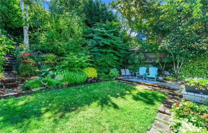 The privacy of the backyard shows to advantage in this photo.
