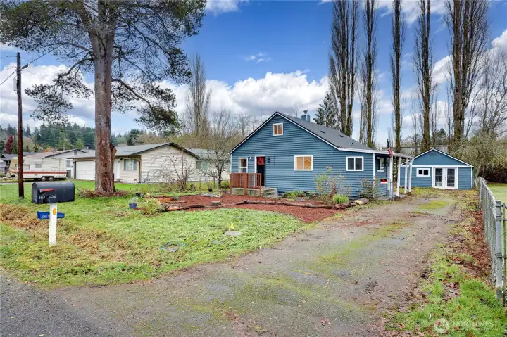 This home is situated on a large lot with a detached garage. Room to park RV, boat or toys.