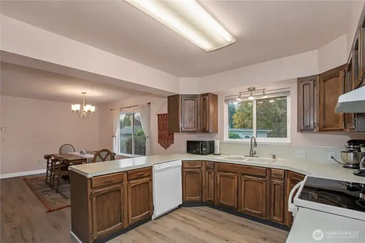 Kitchen open to the Dining Room