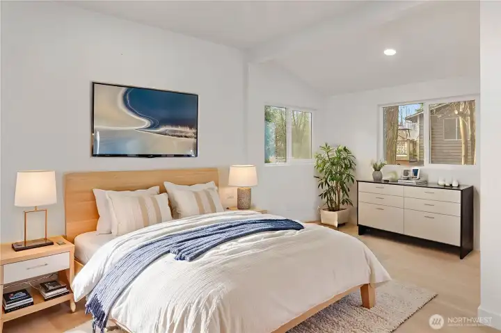 Virtually staged 2nd bedroom.