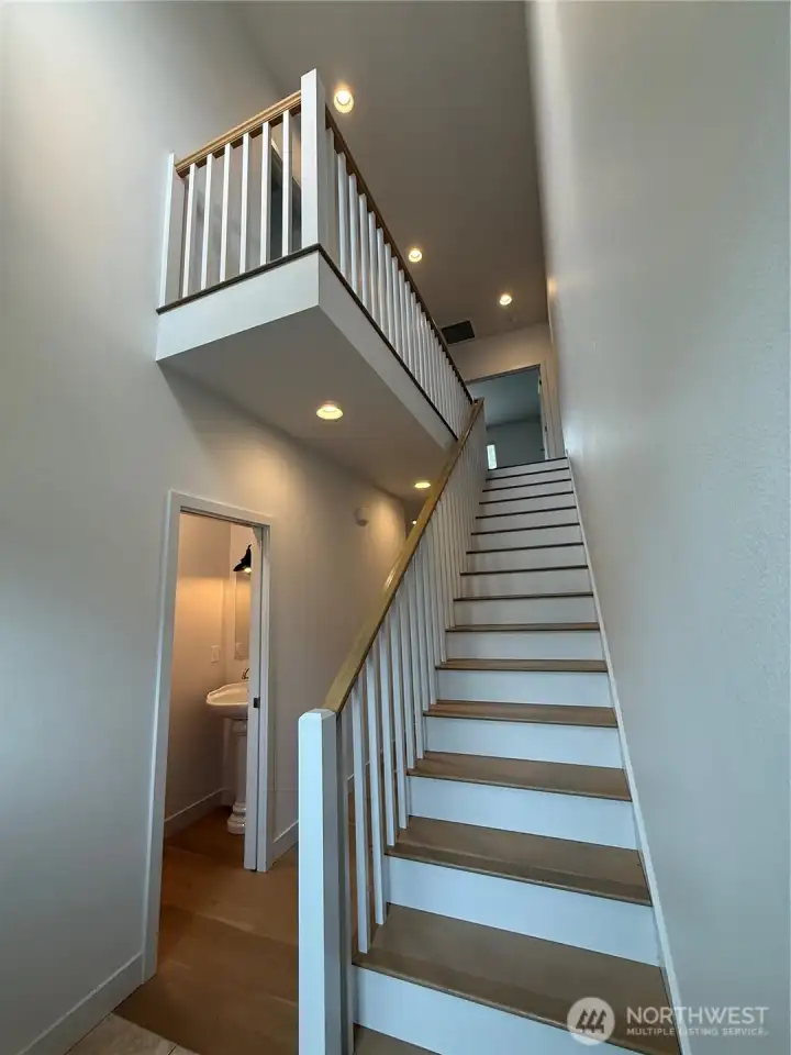 Go upstairs to the 2 ensuites.