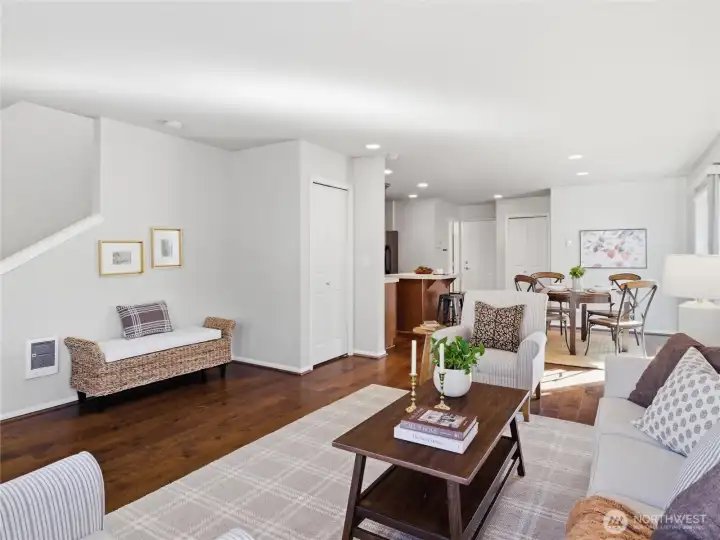 Open concept from living space, to dining space to kitchen. Easy flow throughout the first floor