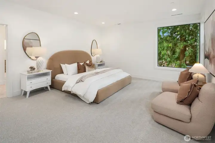 Designer primary suite with 5-piece bath