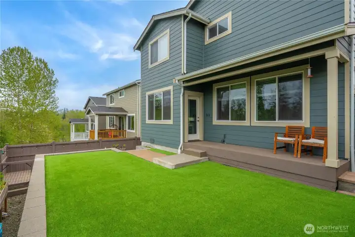 Back yard with pet friendly turf