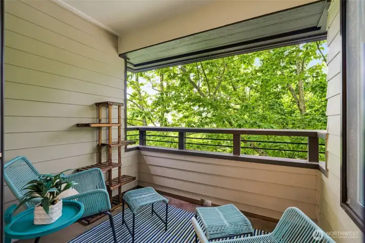wonderful deck looking out over the lush landscape